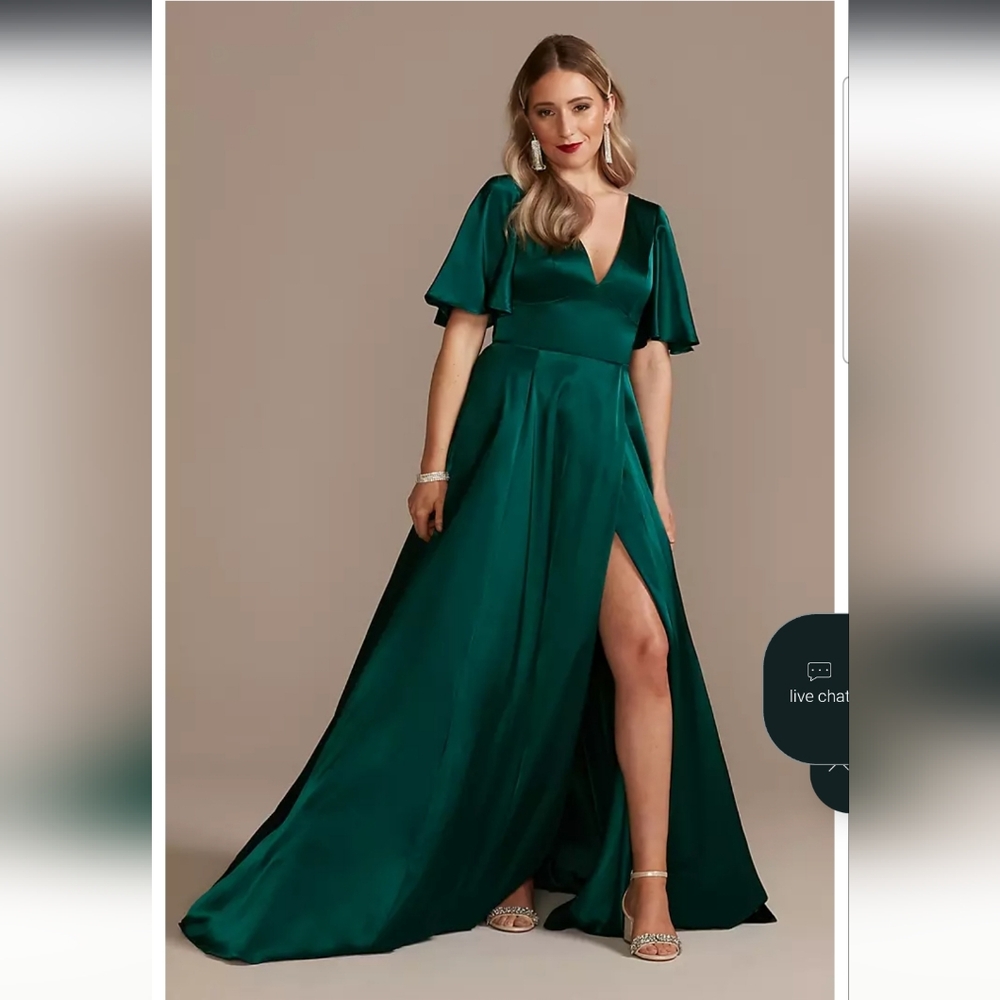 Charmeuse Flutter-Sleeve A-Line Dress